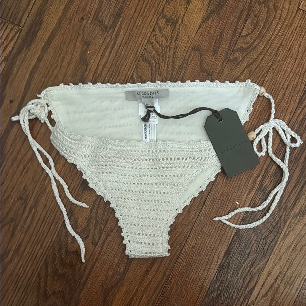 All Saints Cream Crochet Bikini Bottom